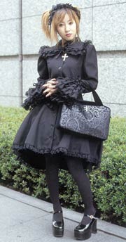 Japanese Lolita Goth Black Dress